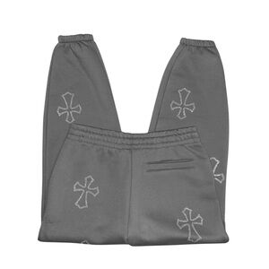 review oversized baggy gray oversized baggy sweatpants joggers with rhinestones